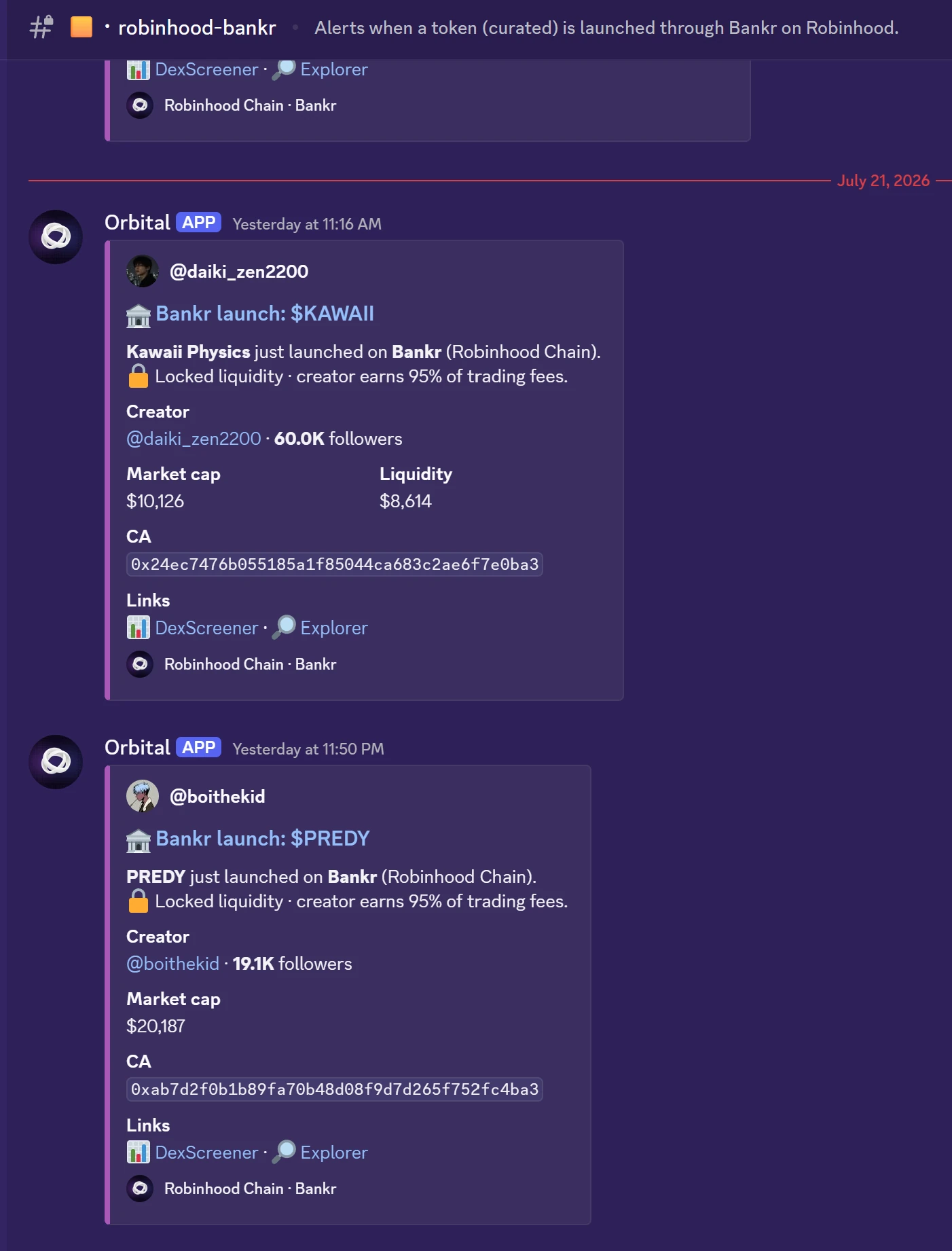 Alerts in the robinhood-bankr channel
