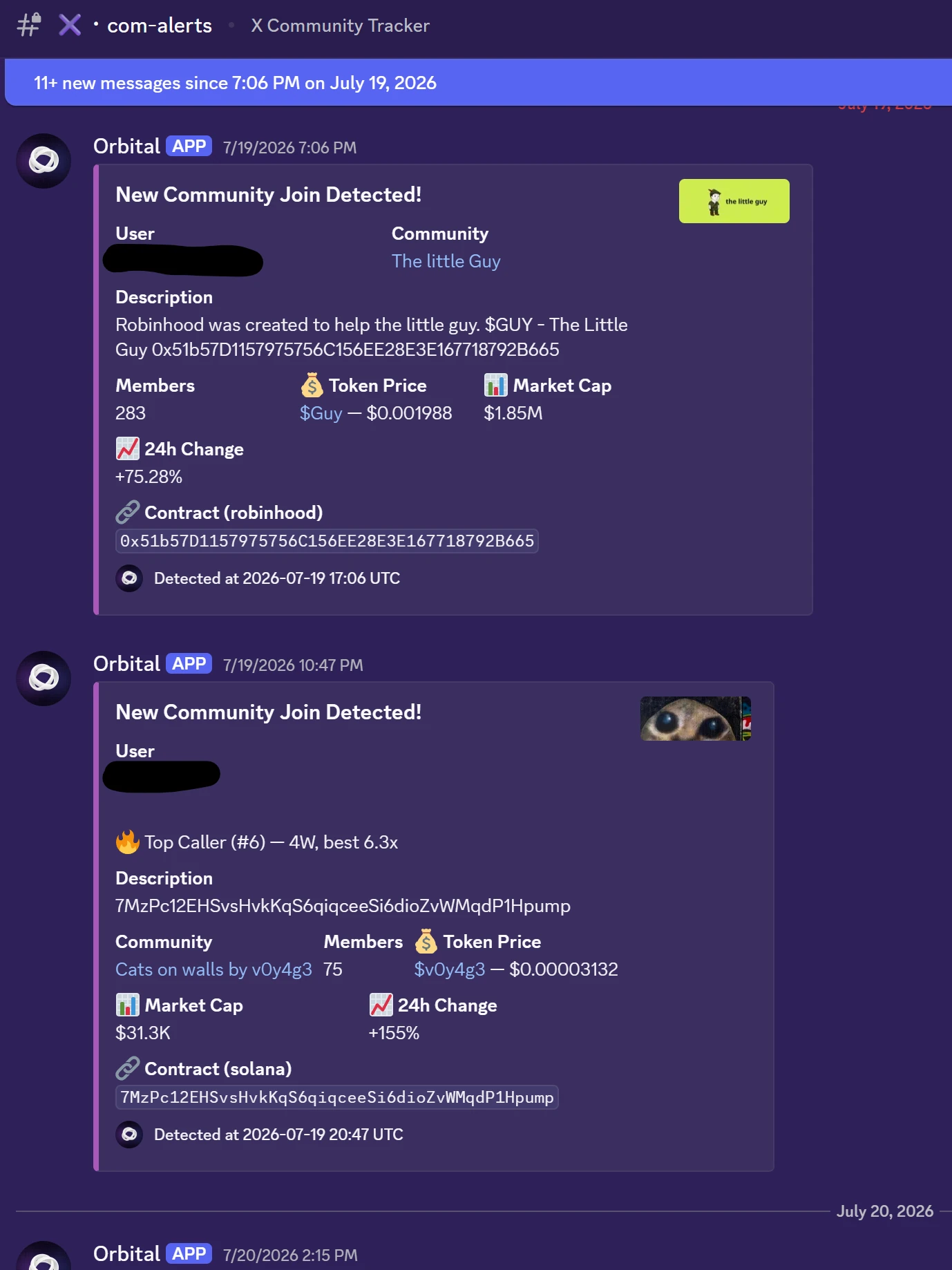X community tracker alerts in Discord