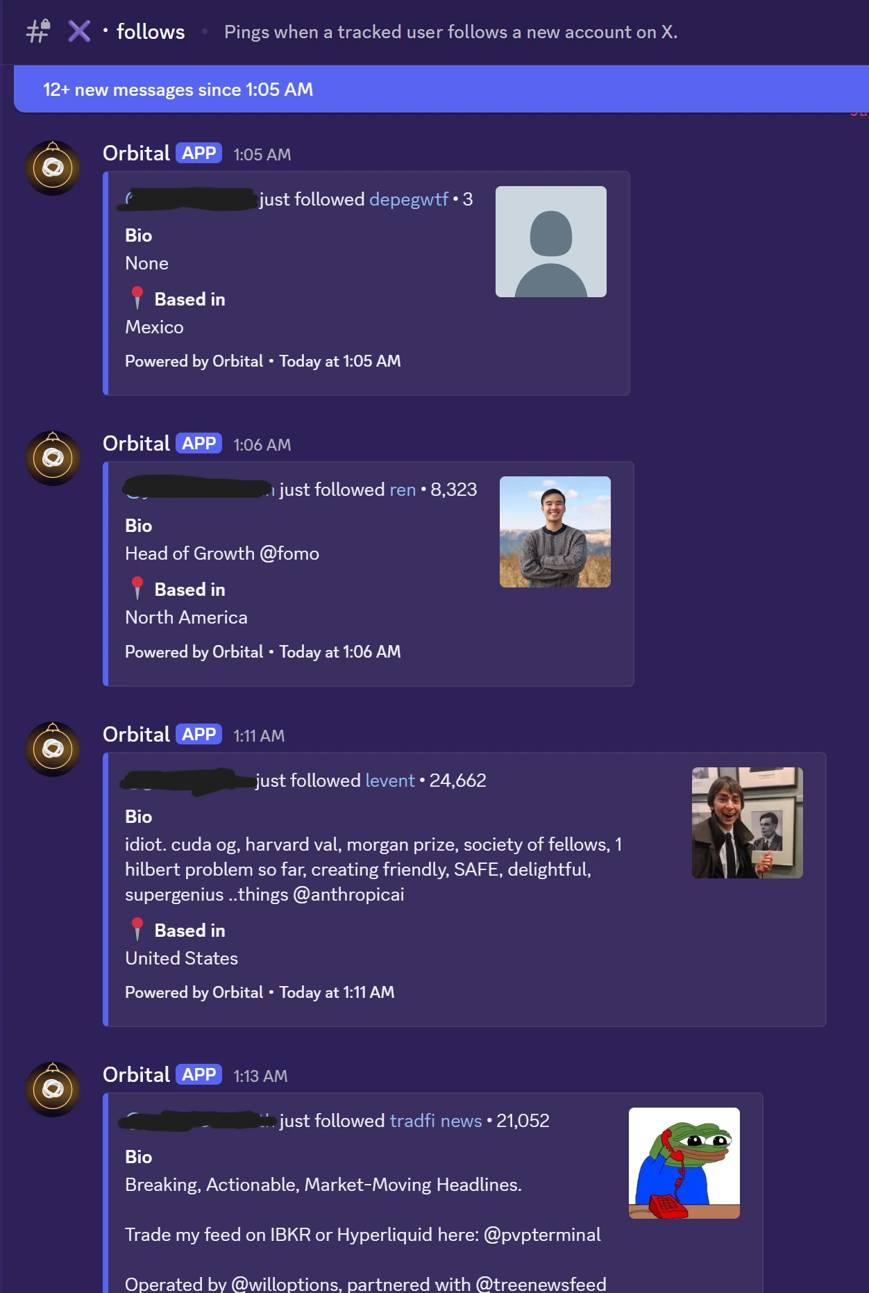 The X-Tracker follows feed in Discord