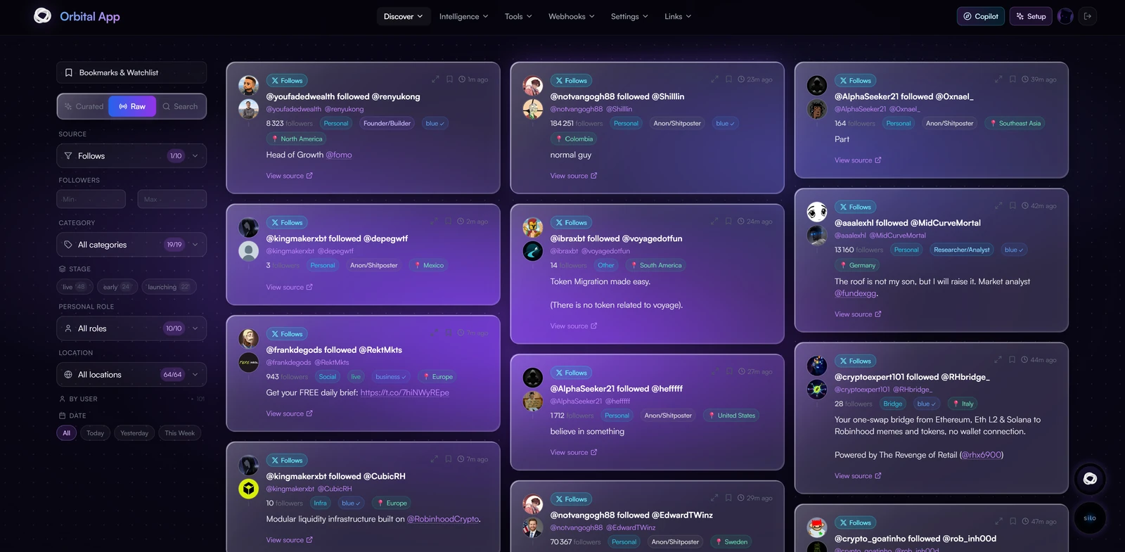 The raw feed view