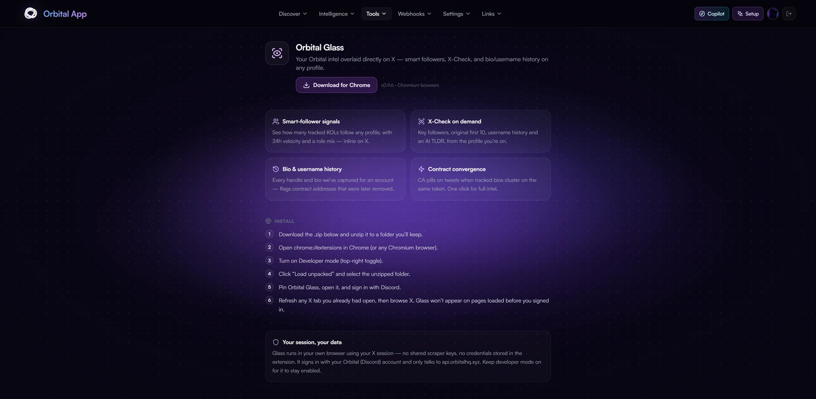 The Glass intel panel on an X profile