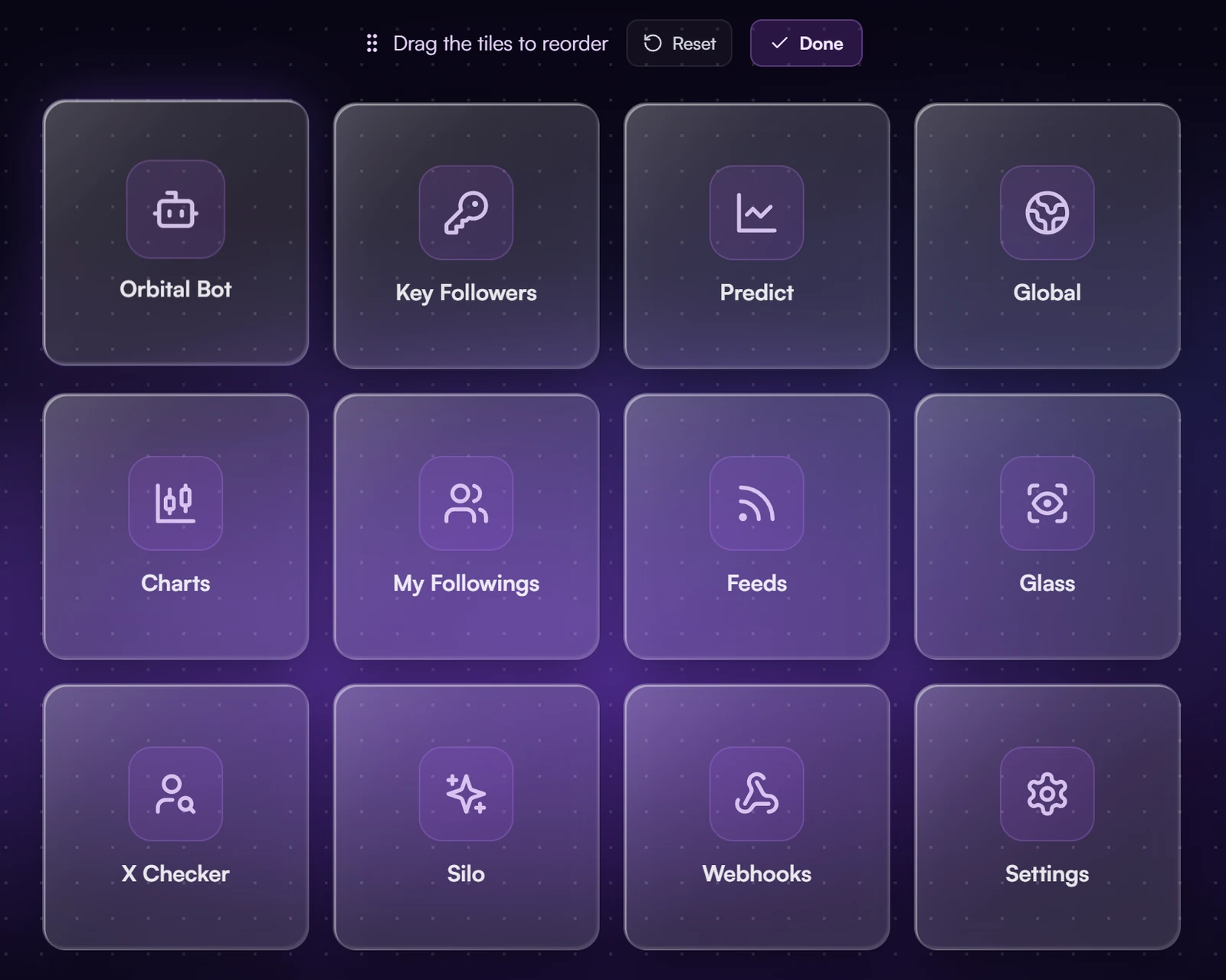 Rearranging the app home tiles by drag and drop