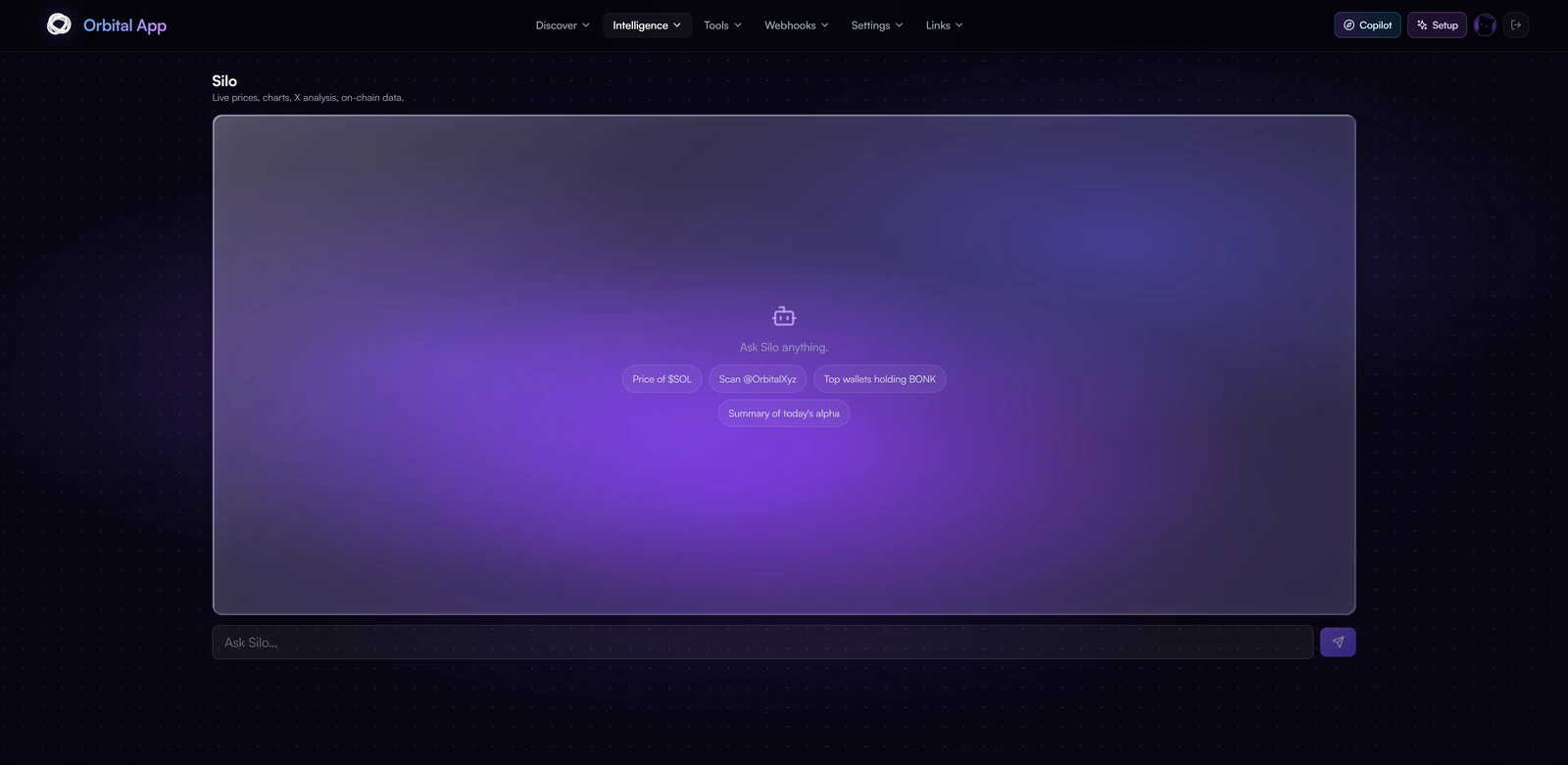 The Silo workspace in the Orbital app