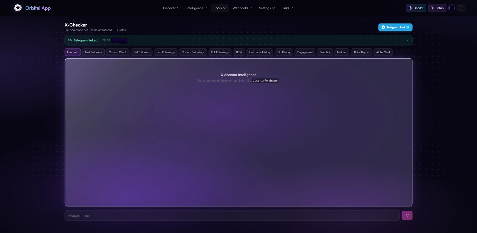 An X-Checker session running inside the Orbital app