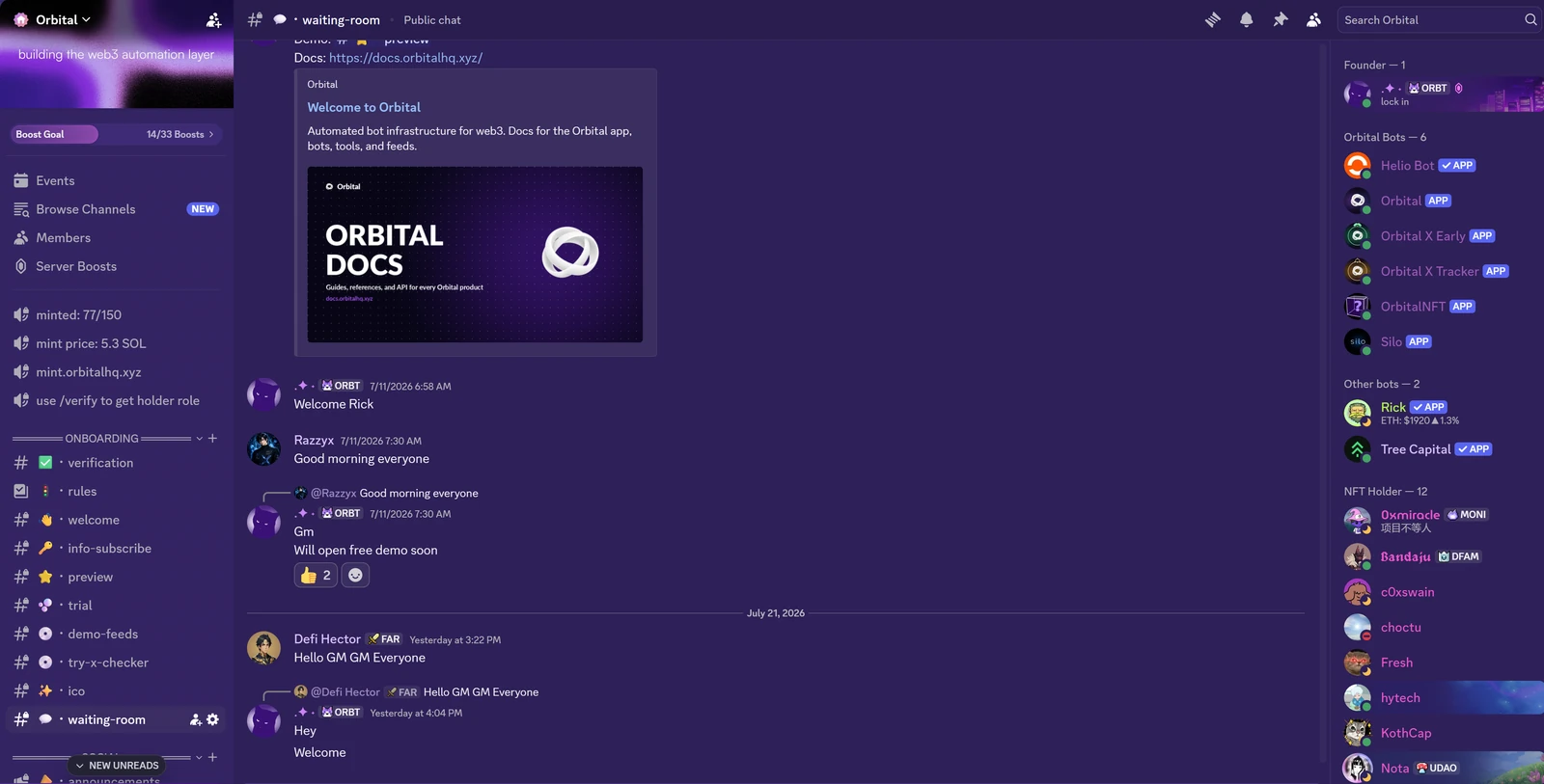 Joining the Orbital Discord server
